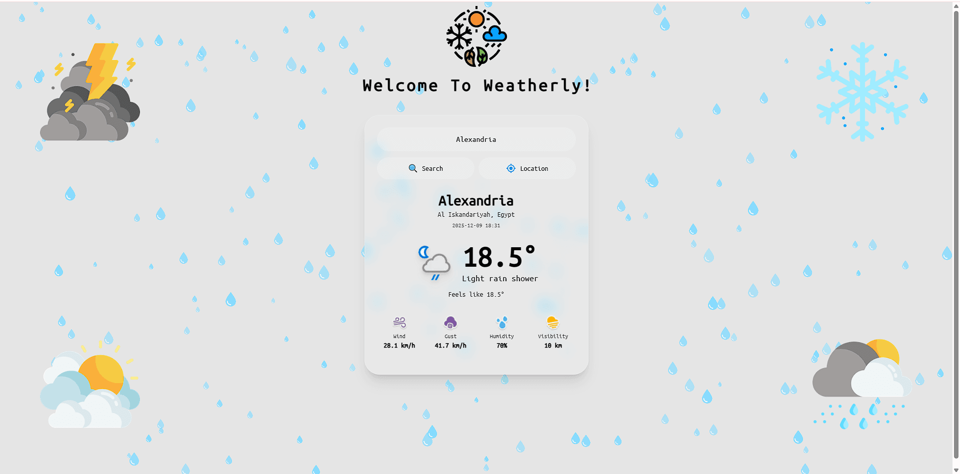 Weatherly project screenshot